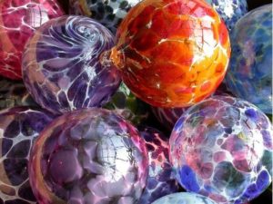 multicolored glass balls from Sunspots Gallery in Staunton