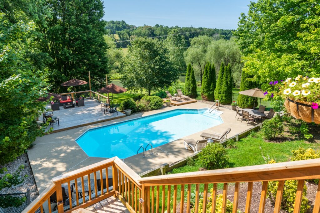 Our beautiful pool at our shenandoah Valley Bed and Breakast is itself one of the best things to do in Lexington, VA