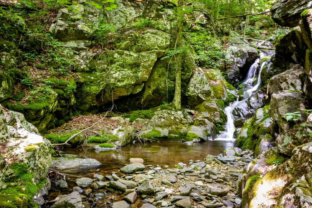 A waterfall in Shenandoah National Park, one of the best places for outdoor activities in Virginia