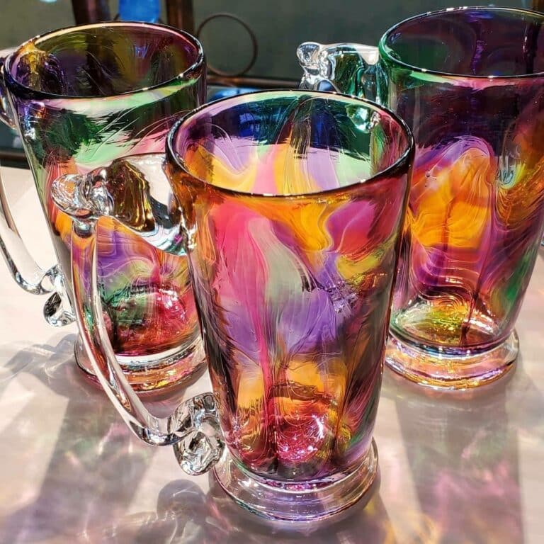 handblown glass beer mugs