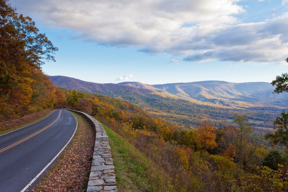Skyline Drive in Shenandoah National Park is one of the best scenic drives near our Cabins in Virginia
