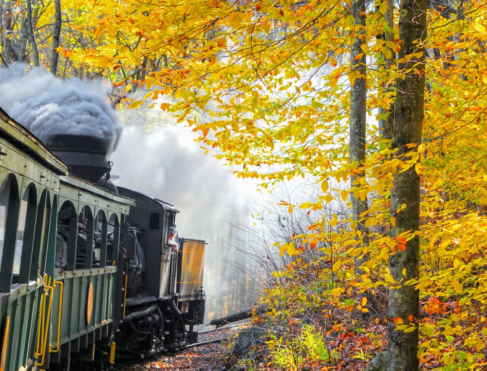 Scenic Virginia fall foliage like what you'll see on the Virginia Scenic Railway to the Blue Ridge Mountains